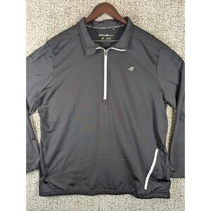 Eddie Bauer‎ "Motion" Track Jacket Men's XL Black Lightweight 1/2 Zip